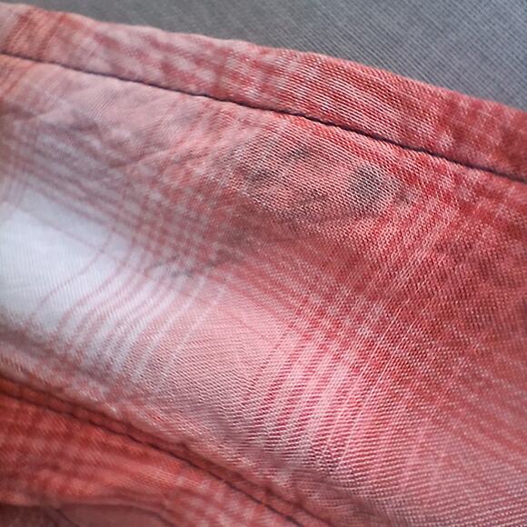 Ava & Viv Plaid Button Up Blouse 2X upcycle repaired orange long sleeve rayon - Picture 13 of 16